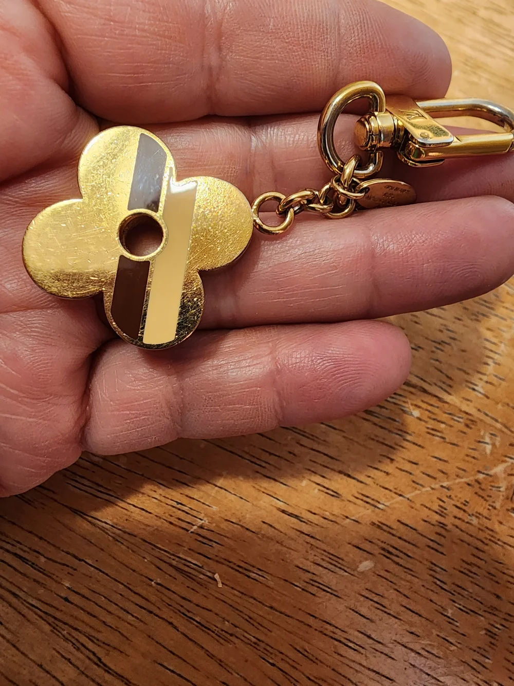 Louis Vuitton Gold Stripes Monogram Flowers Bag Charm.